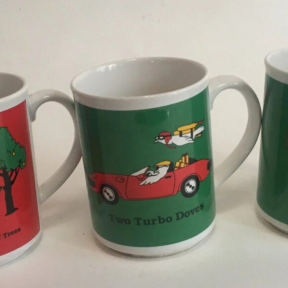 Twelve Days of Christmas Lot of 3 Mugs Carousel Creations 1988 Bird Mug Retro - Picture 5 of 9